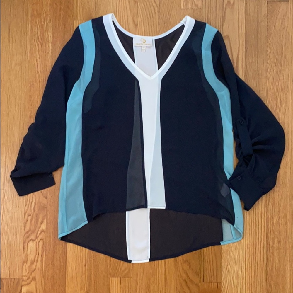 Blue and white dress blouse